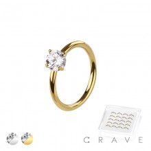 CZ PRONG SET 316L SURGICAL STEEL O-RING NOSE HOOP BOX